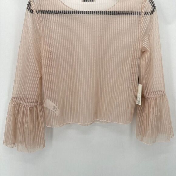 NWT Aritzia Babaton Humbert Blouse Womens XS‎ Sheer Lace Mesh Pink Coquette Boho - Picture 10 of 12
